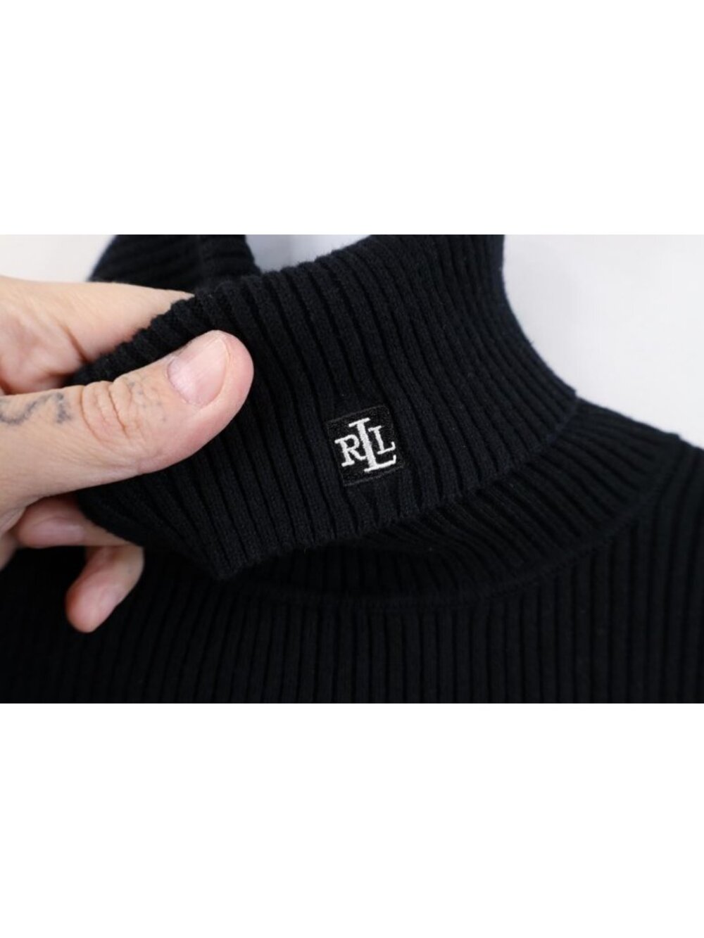 Vintage 90s Ralph Lauren Womens Size Small Ribbed Knit Turtleneck Sweater Black - Picture 4 of 11